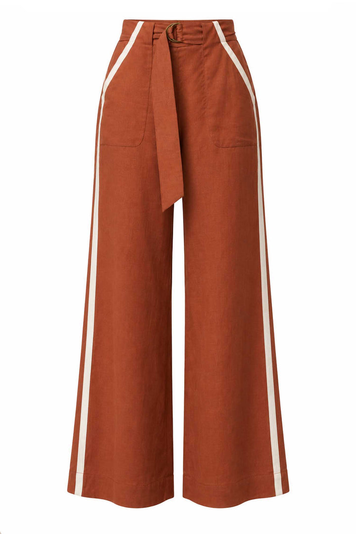 Grace Contrast Bind Pant in Caramel