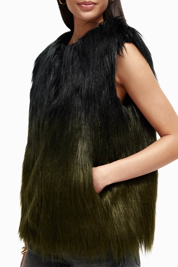 Gradient Faux Fur Gilet