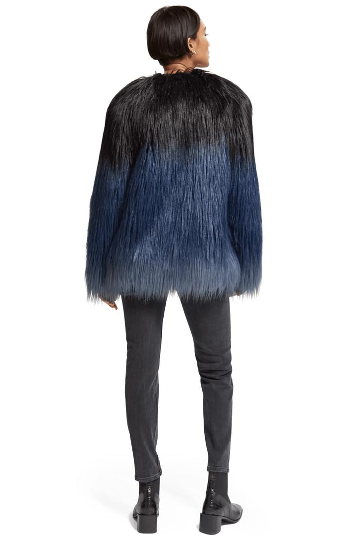 Gradient Faux Fur Jacket in Dusty Blue | FINAL SALE
