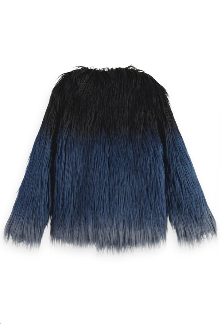 Gradient Faux Fur Jacket in Dusty Blue | FINAL SALE