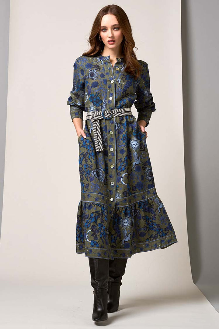 Greenwich Midi Dress in Olive