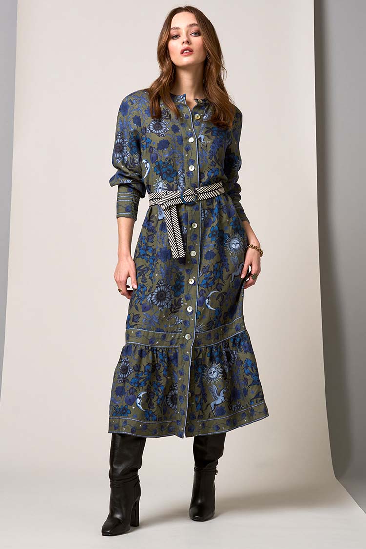 Greenwich Midi Dress in Olive