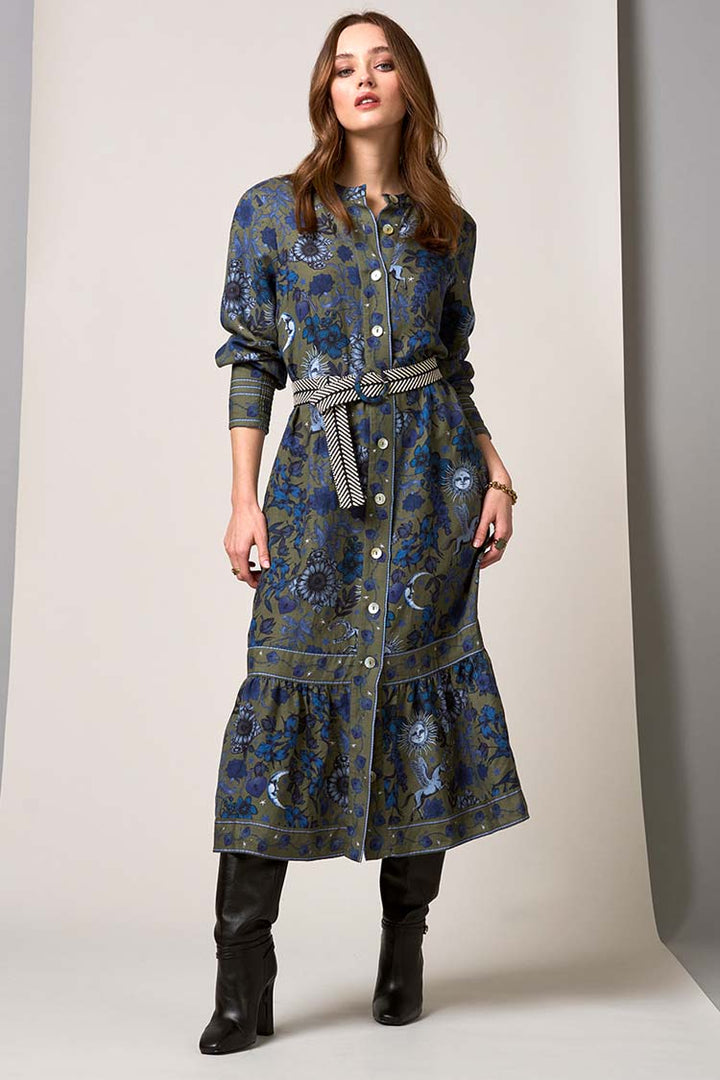 Greenwich Midi Dress in Olive