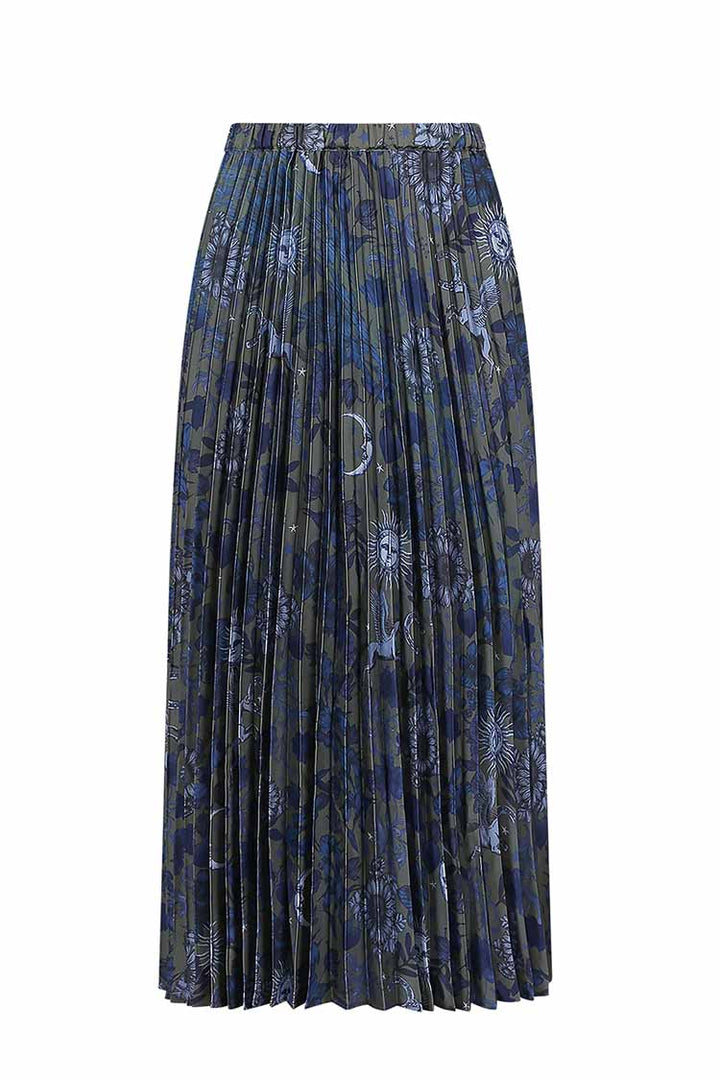 Greenwich Pleated Skirt in Olive
