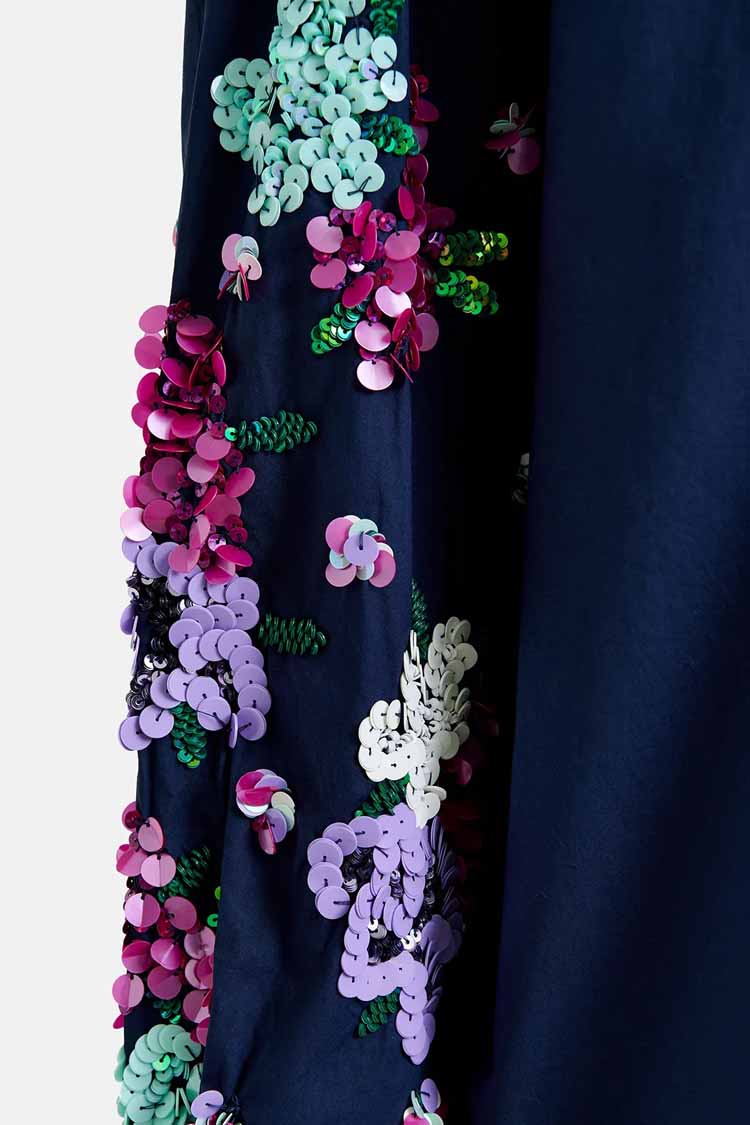 Gristle Shirt w Floral Sequin Embroideries