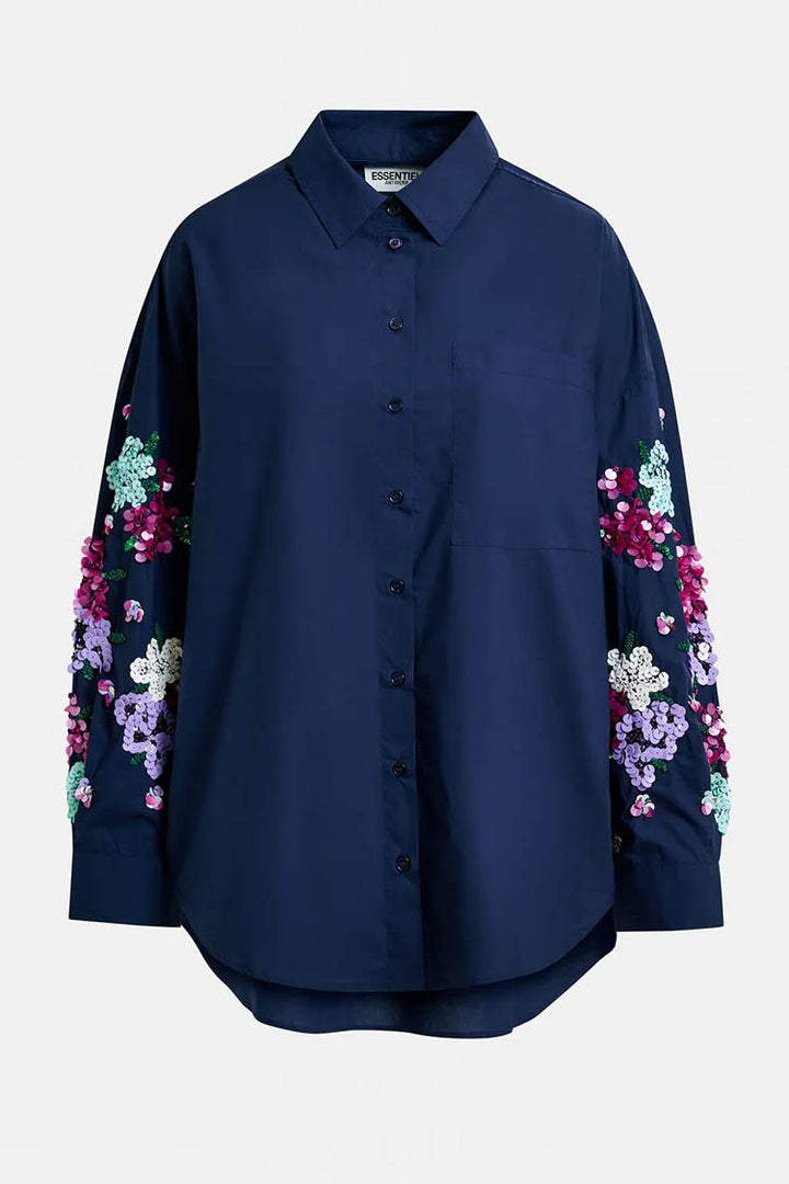 Gristle Shirt w Floral Sequin Embroideries