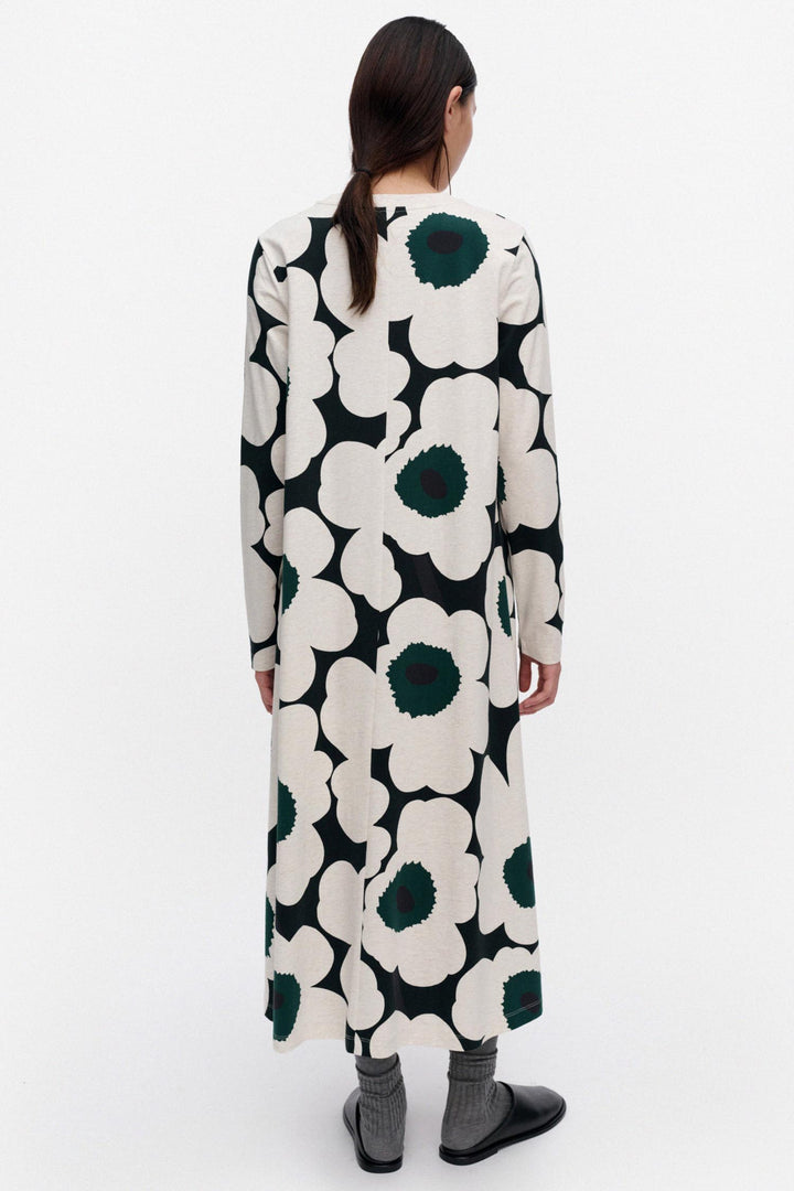 Hujanhajan Unikko Jersey Dress in Cream/Black/Green