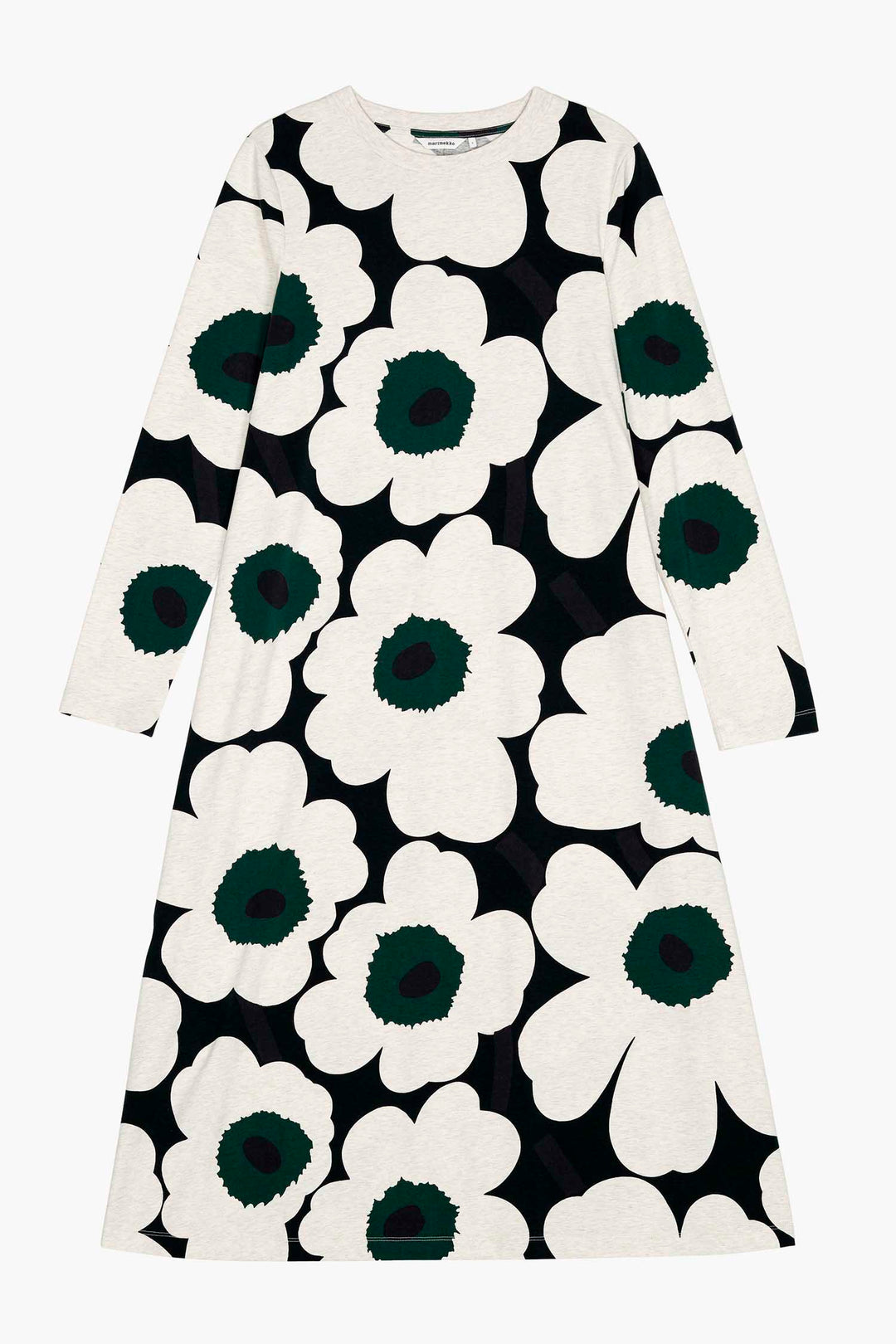 Hujanhajan Unikko Jersey Dress in Cream/Black/Green