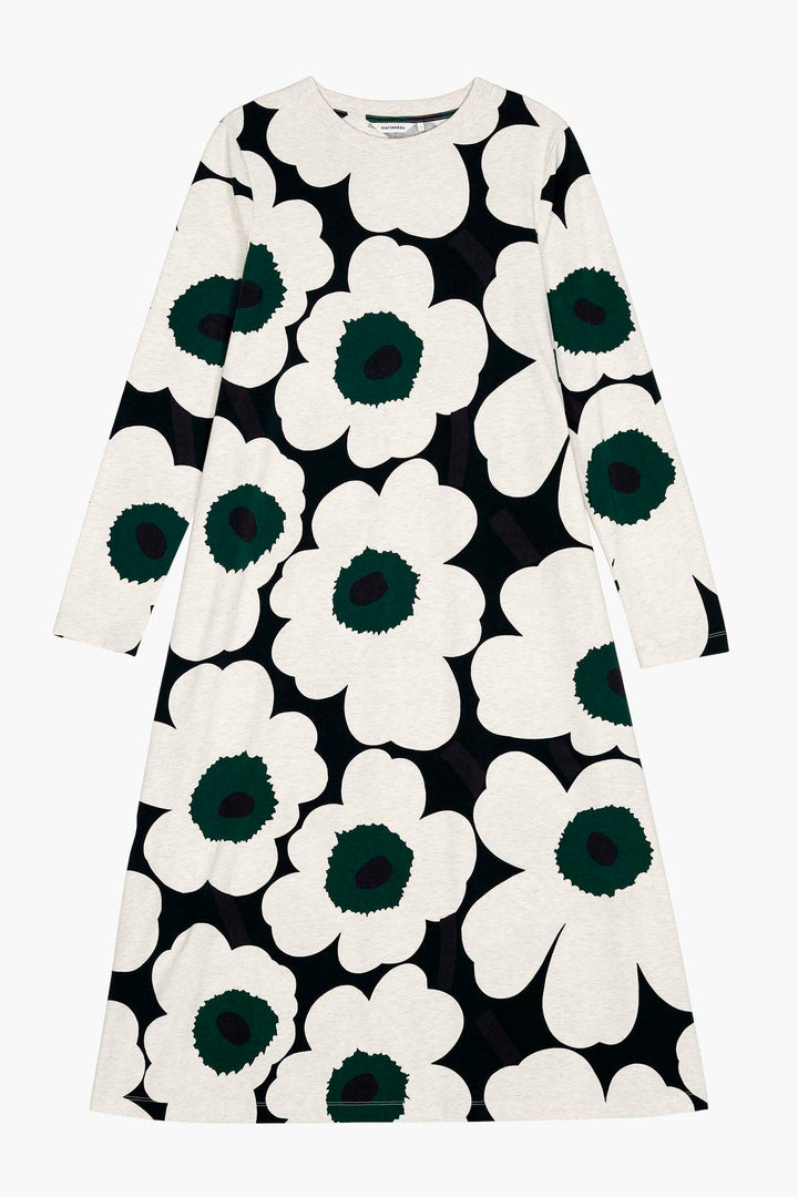 Hujanhajan Unikko Jersey Dress in Cream/Black/Green