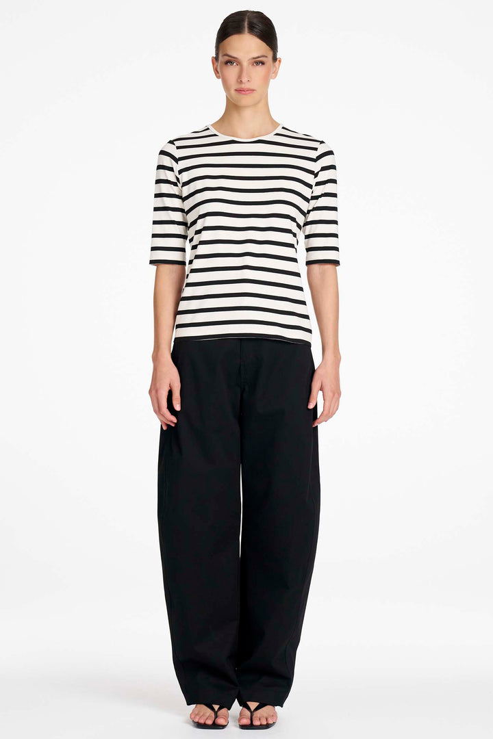 Half Sleeve Top in White/Black