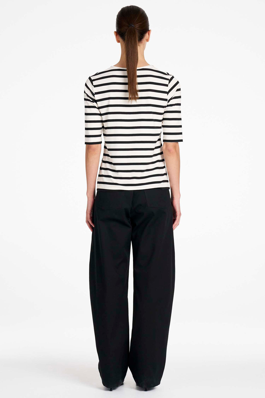 Half Sleeve Top in White/Black