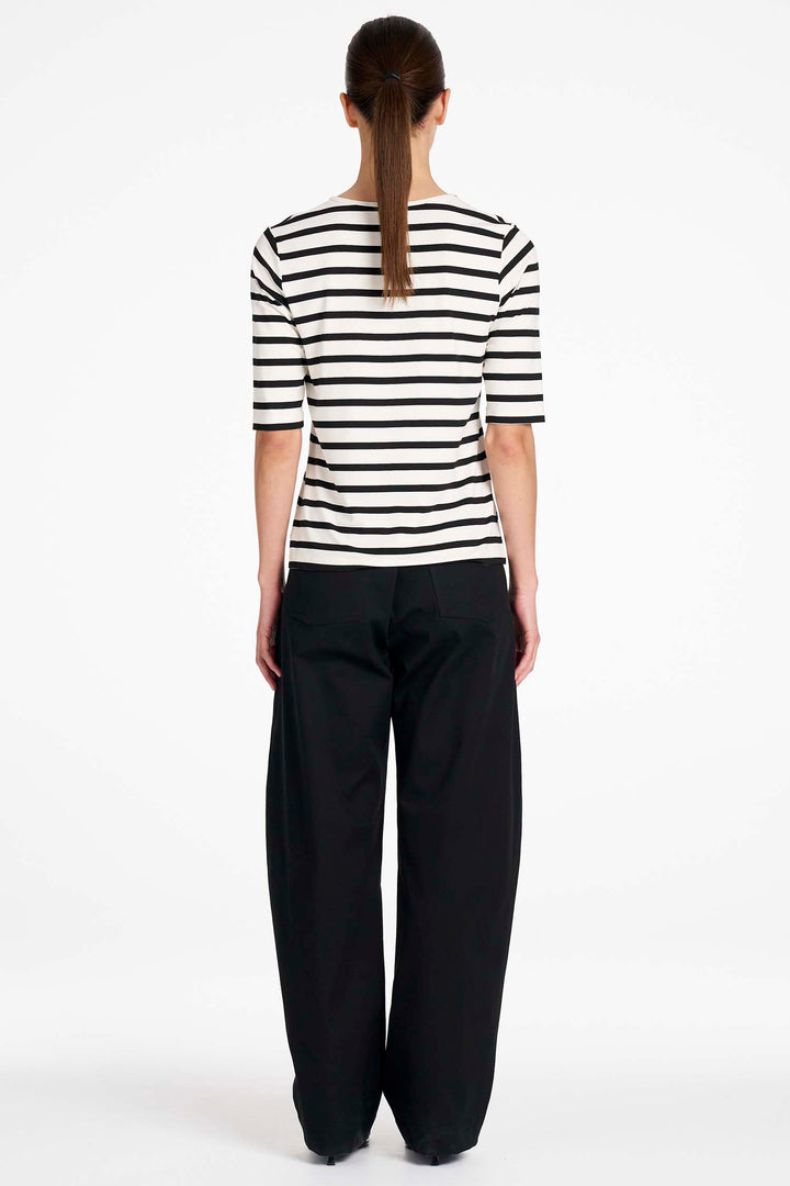 Half Sleeve Top in White/Black