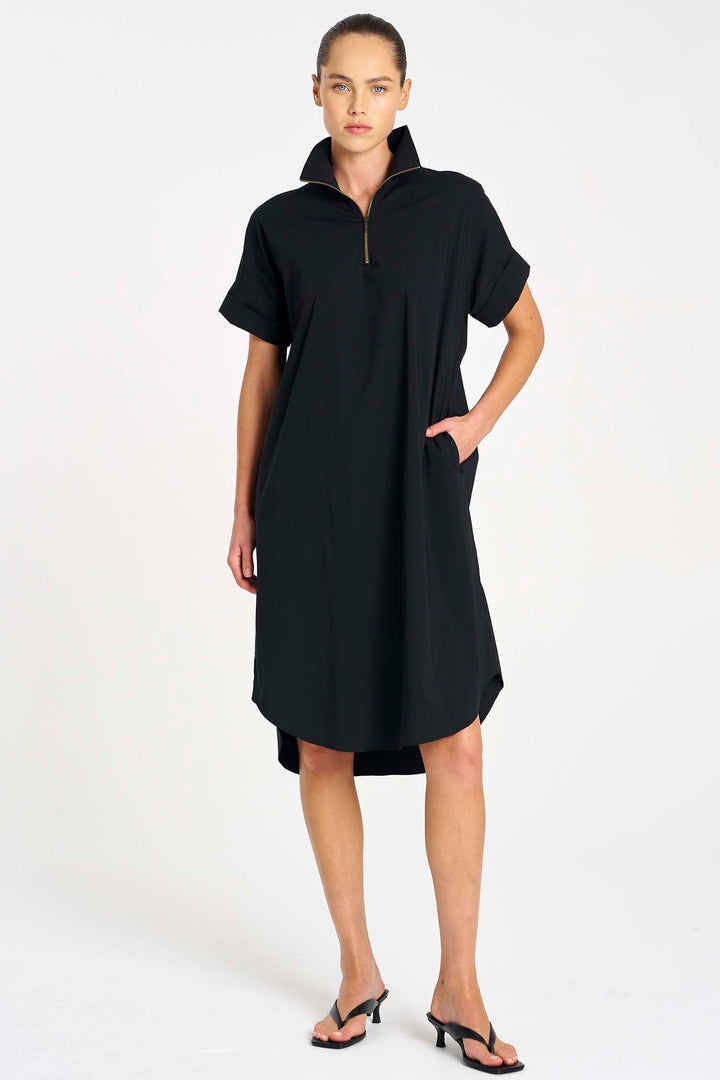 Half Zip Dress in Black