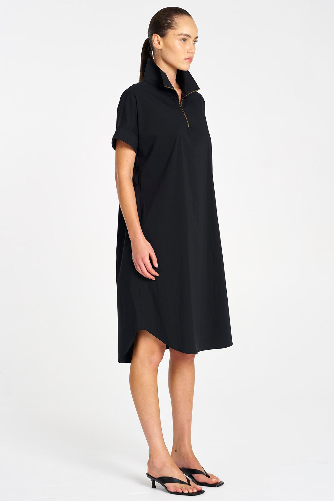 Half Zip Dress in Black