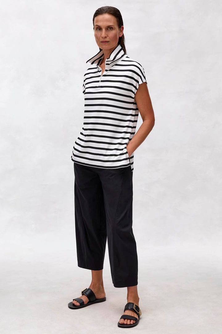 Half Zip Shell in White Stripe