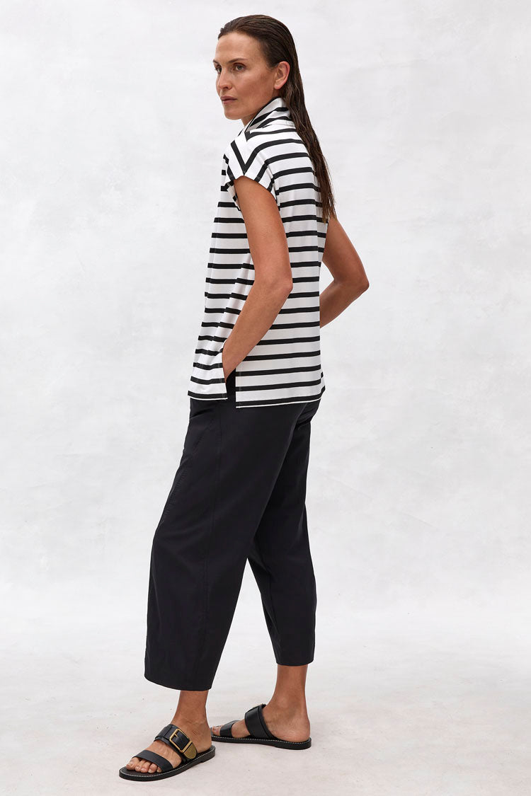 Half Zip Shell in White Stripe