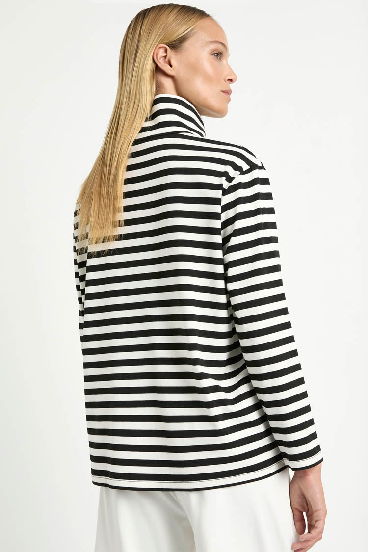 Half Zip Sweater in Bevel Stripe