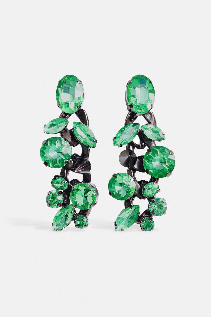 Halias Rhinestone Chain Earrings in Turquoise