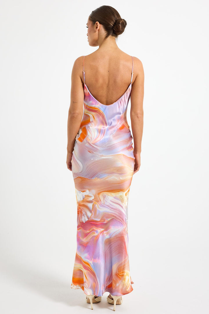 Halo Cowl Maxi Dress in Pearl