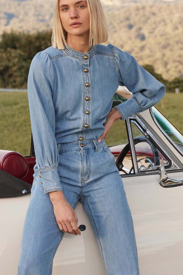 Hanker Top in Light Washed Denim