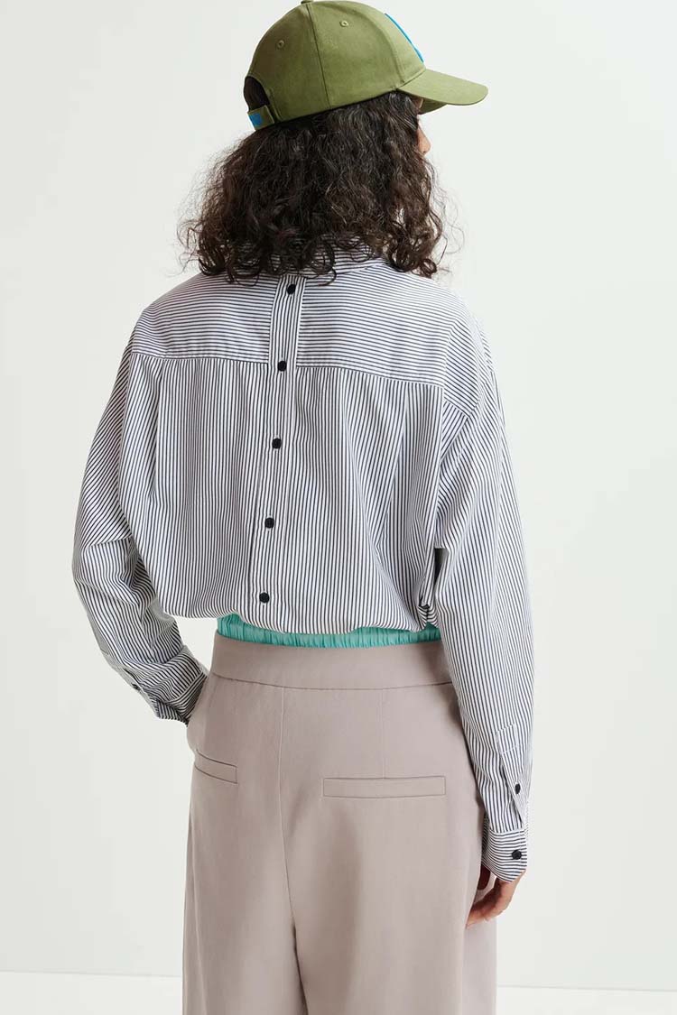 Hapricorn Sequin Embroidered Pinstripe Shirt