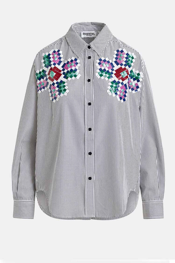 Hapricorn Sequin Embroidered Pinstripe Shirt