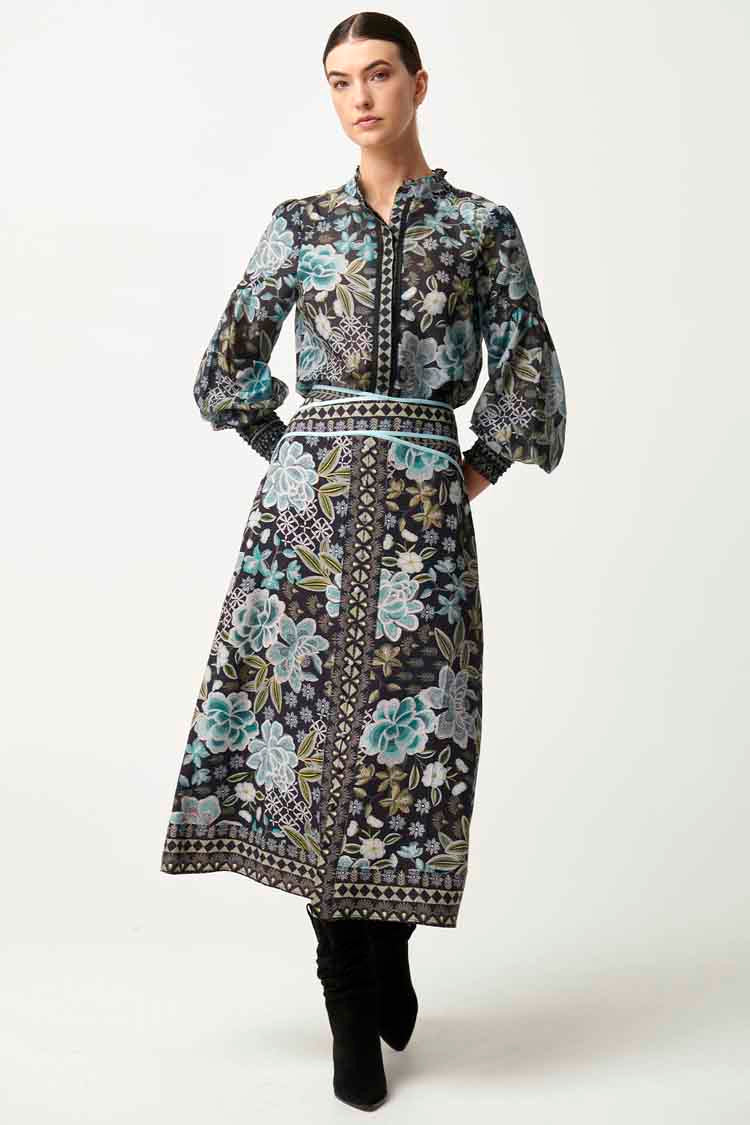 Harper Cross Waist Panel Skirt in Dahlia Fields