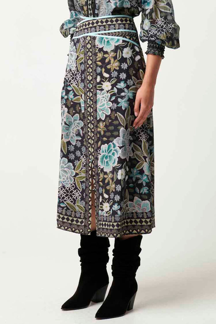 Harper Cross Waist Panel Skirt in Dahlia Fields