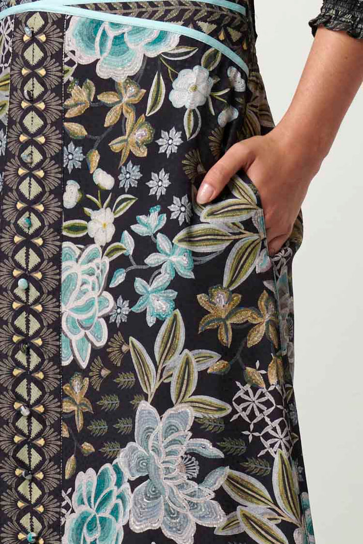 Harper Cross Waist Panel Skirt in Dahlia Fields