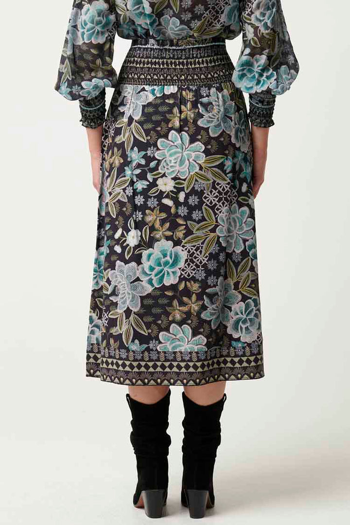 Harper Cross Waist Panel Skirt in Dahlia Fields