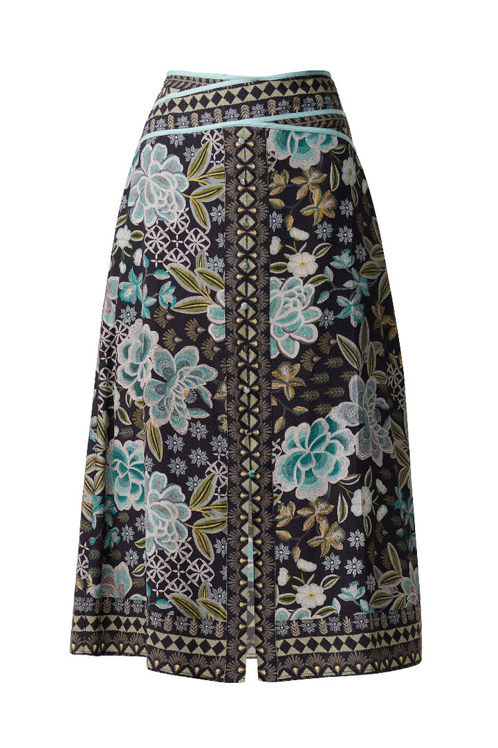 Harper Cross Waist Panel Skirt in Dahlia Fields