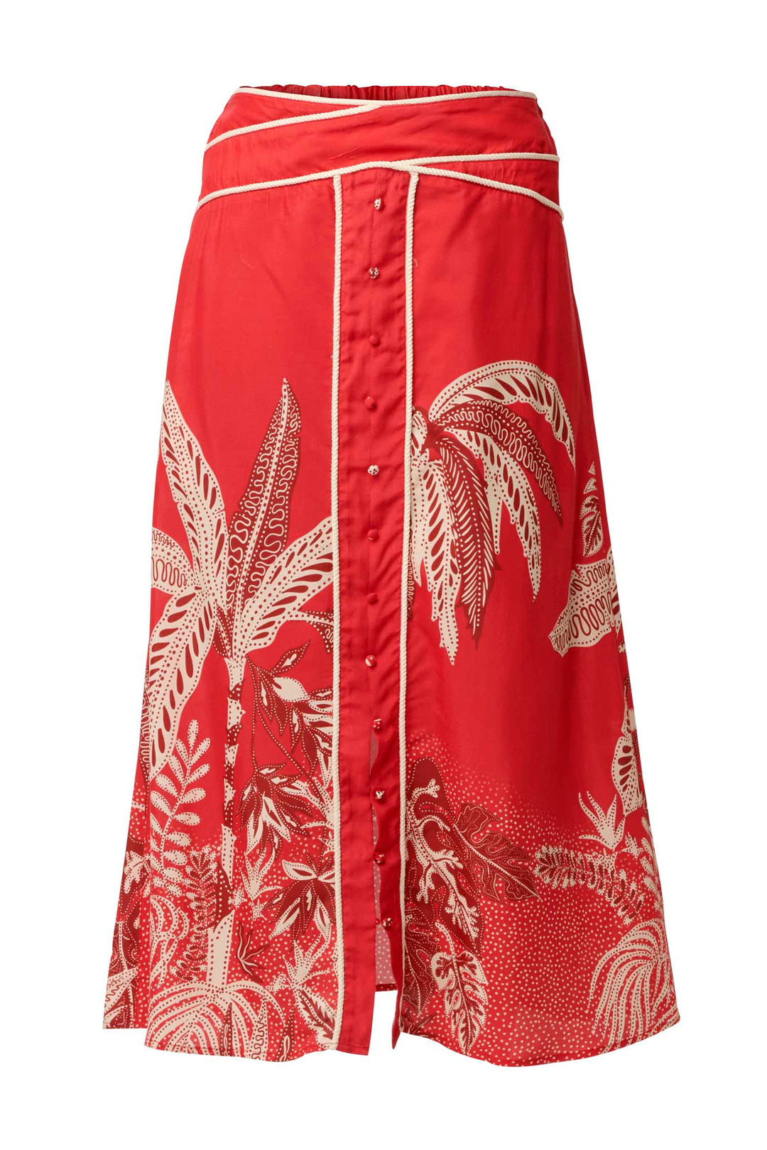 Harper Criss Cross Waist Panel Skirt in Crimson Palms