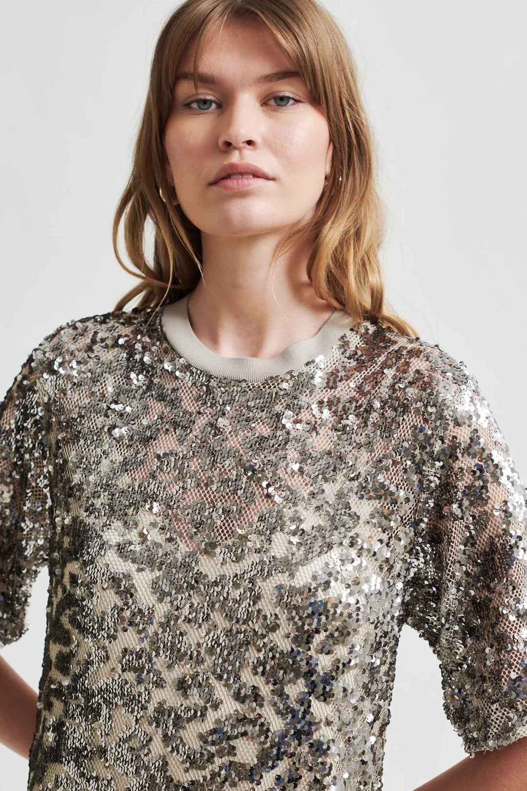 Haveny Sequin Maxi Dress in Elephant