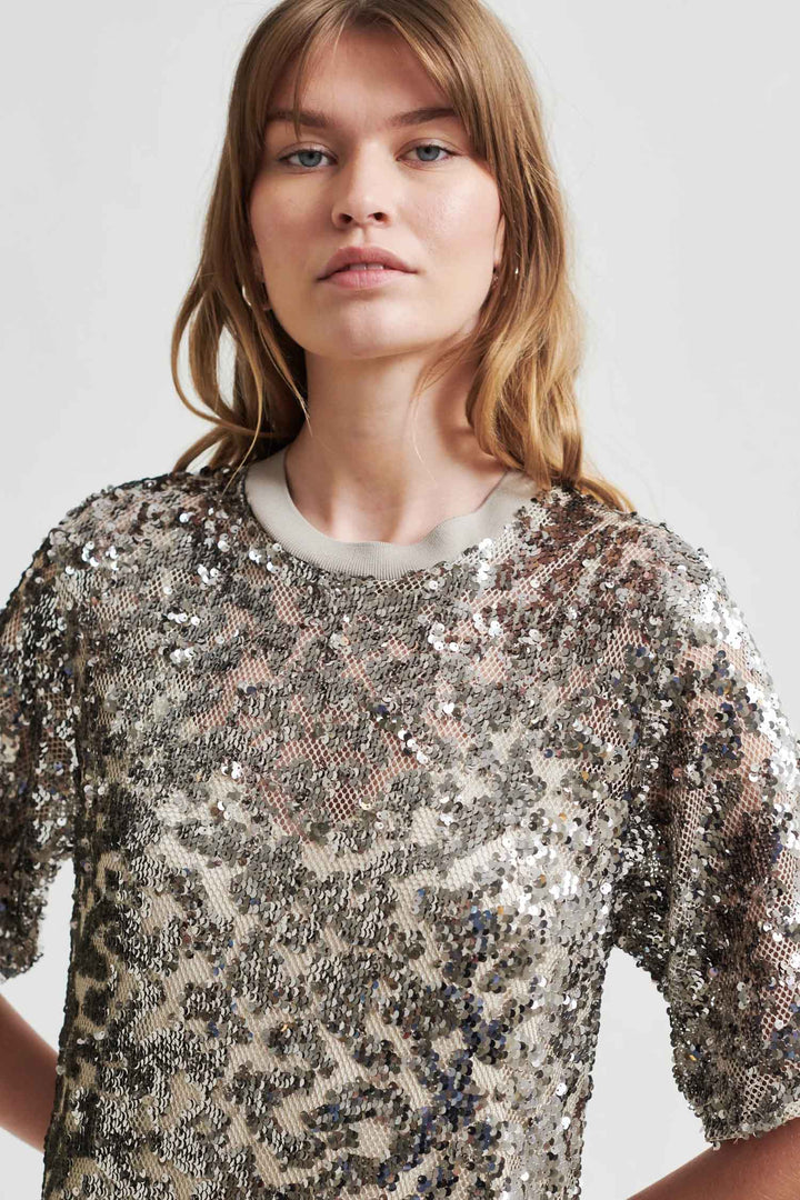 Haveny Sequin Maxi Dress in Elephant
