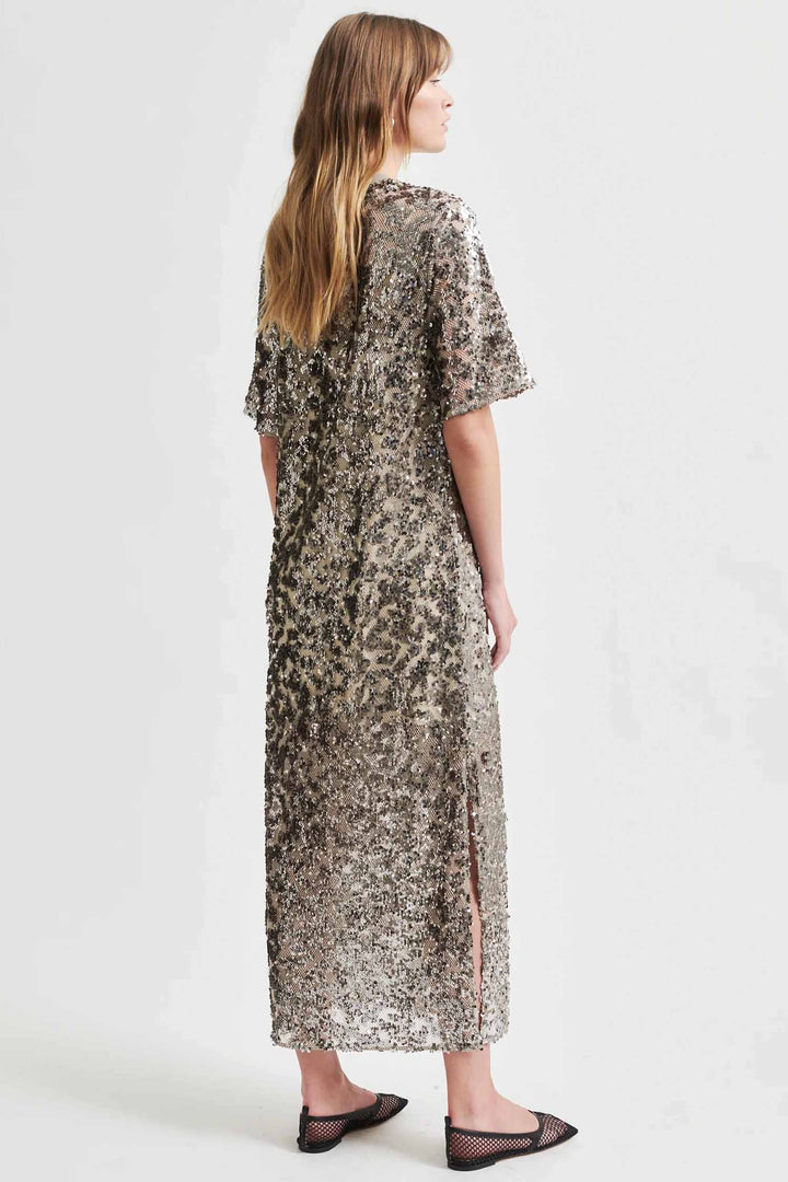 Haveny Sequin Maxi Dress in Elephant