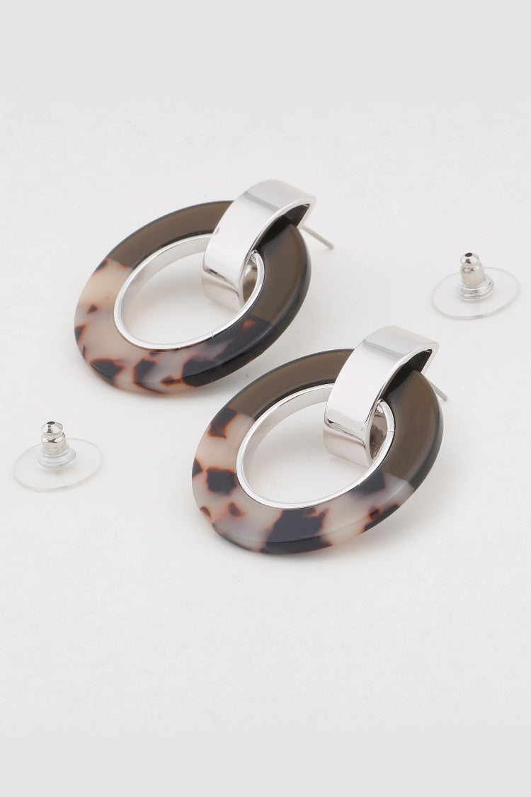 Haze Tortoise Shell Earrings in Silver
