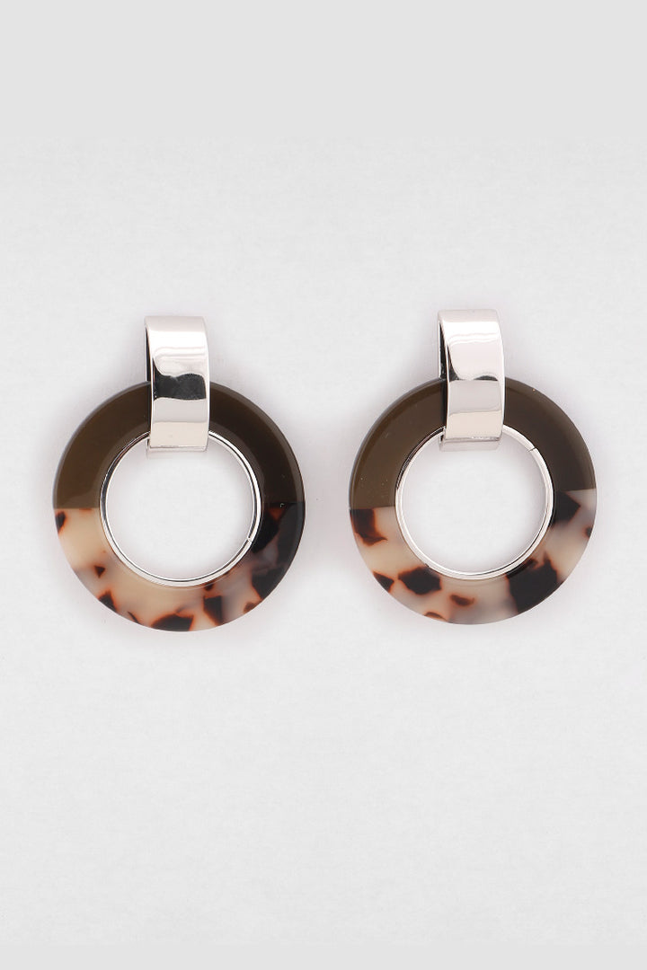 Haze Tortoise Shell Earrings in Silver