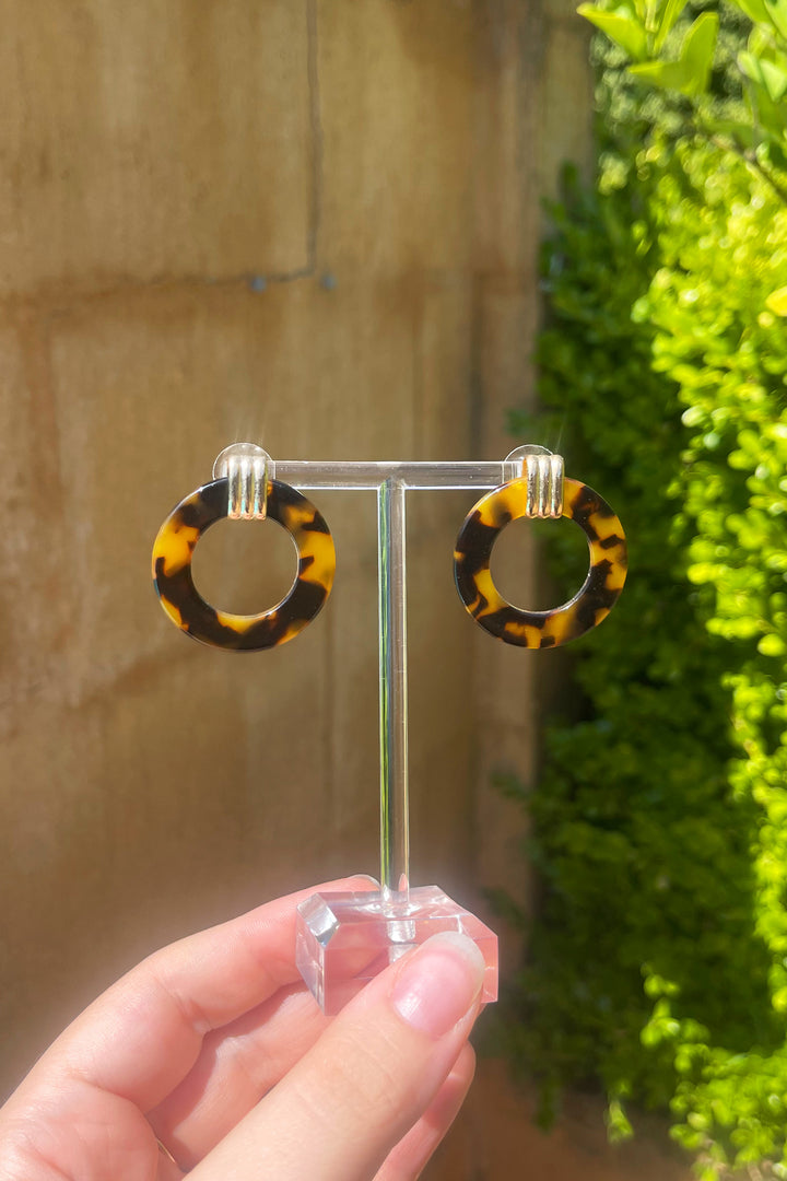 Hazel Tortoise Shell Earrings in Gold