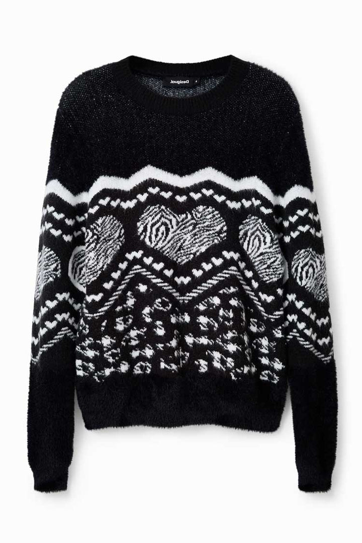 Heart Border Fur-effect Pullover | FINAL SALE