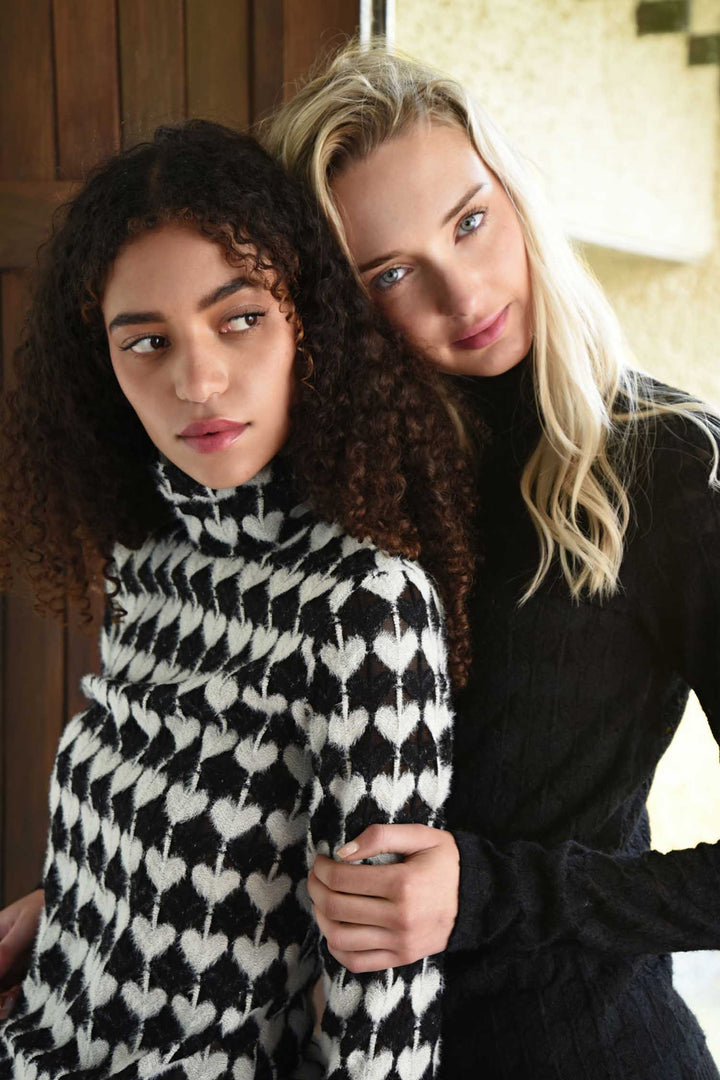 Heart Work Top in Black Cream