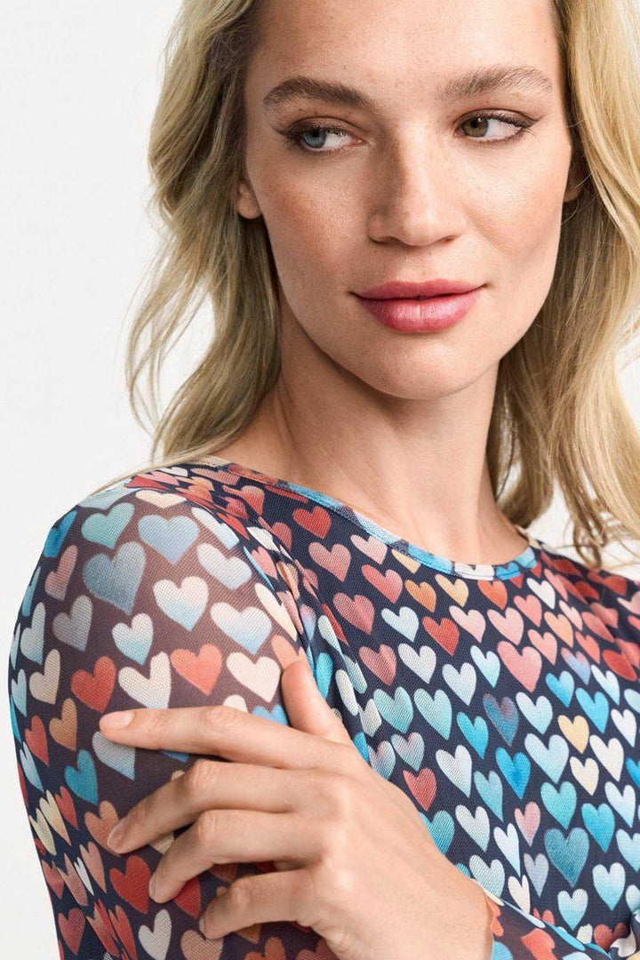 Hearts Printed Mesh Dress