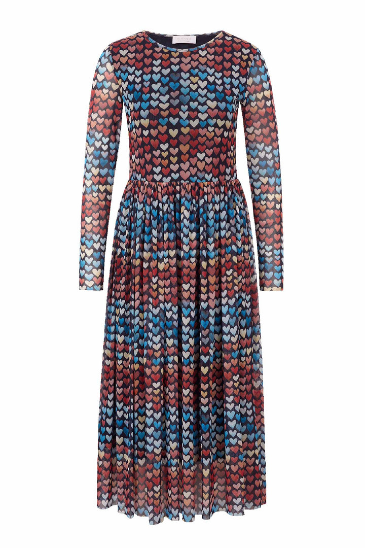 Hearts Printed Mesh Dress