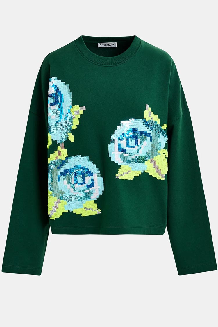 Hedance Organic Cotton Sweatshirt w Sequin Embroideries