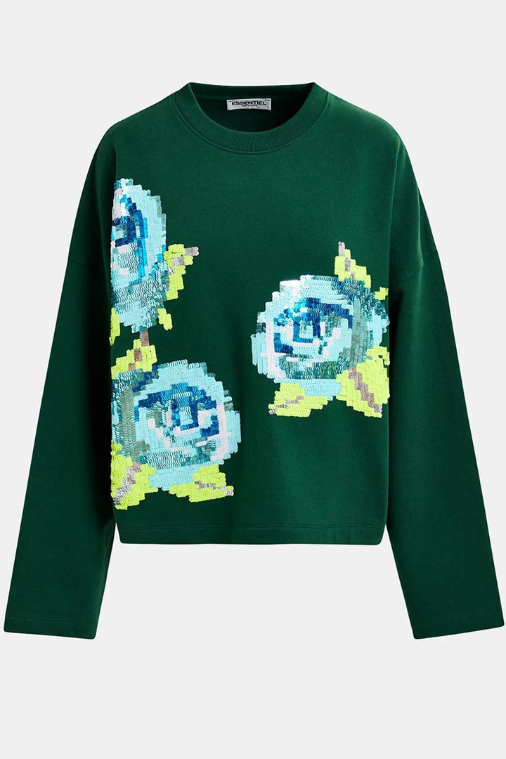 Hedance Organic Cotton Sweatshirt w Sequin Embroideries