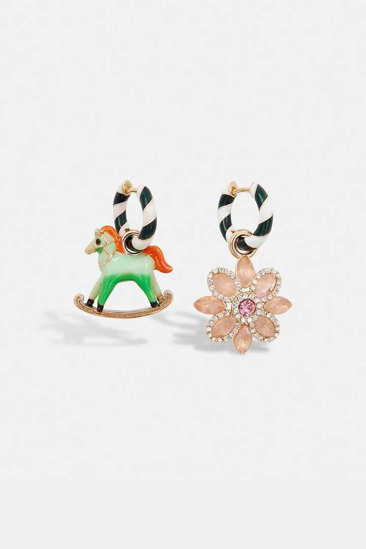 Helevate Hoop Earring - Flower & Rocking Horse