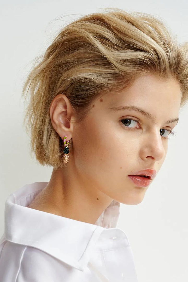 Helga Hoop Earrings - Pineapple & Bunny