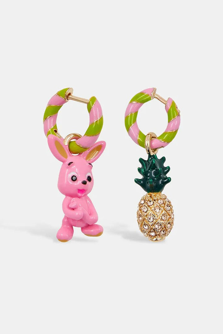 Helga Hoop Earrings - Pineapple & Bunny
