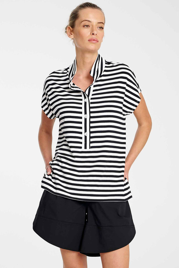 Henley Tank in Black White