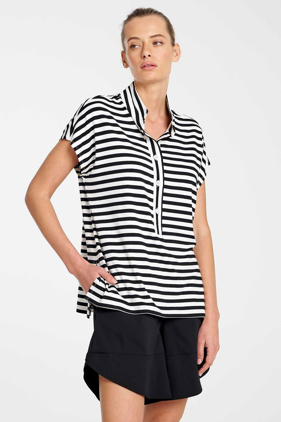 Henley Tank in Black White