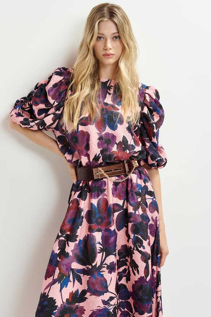 Henrietta Jacquard Top with Voluminous Sleeves